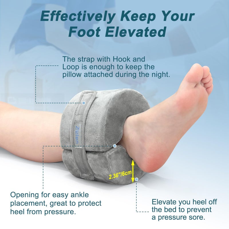 Zelen Foot Elevation Pillow Ankle Protector Support Elevated Foot Heel Pillow Elevator Feet Foam Wedge Leg Rest Post Surgery Pillow Bed Pressure Sore Cushion Elevating Broken Ankle Heel Protection (1 PCS) - Image 2